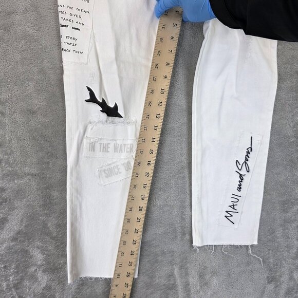 Zara Basic Jeans Womens 2 White Maui And Sons Graphic Limited Edition Denim - Picture 4 of 11